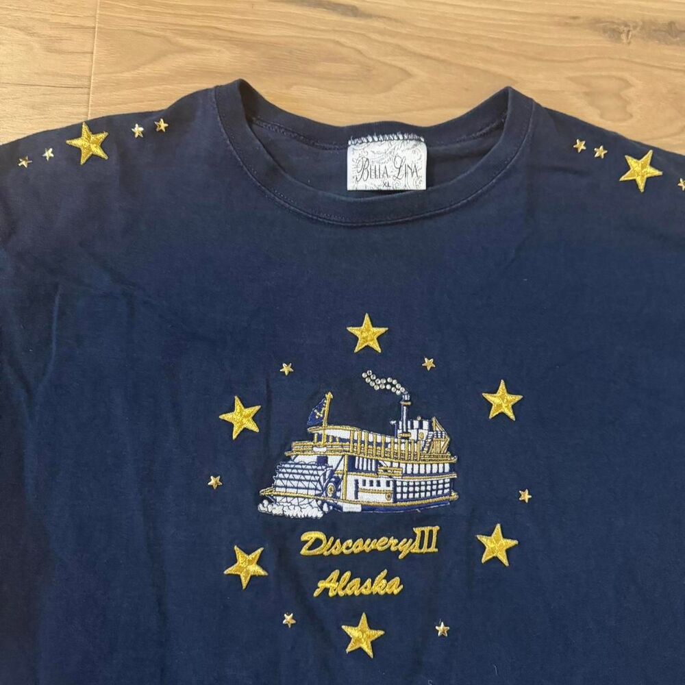 vintage 90s Discovery III Alaska cruise ship steam boat Nature Stars tee Size XL